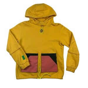 Cash by Cash App Hoodie Mens Small Yellow Pocket Pullover Made in USA Unique